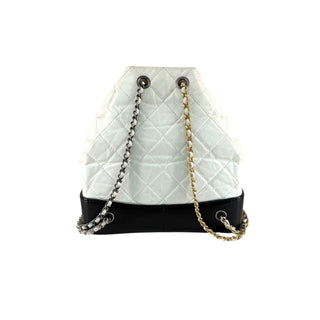 Chanel White Quilted Calfskin Gabrielle-Style Small Backpack Mixed Metal Hardware