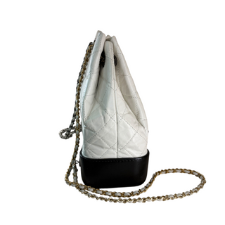 Chanel White Quilted Calfskin Gabrielle-Style Small Backpack Mixed Metal Hardware