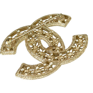 Chanel Faux Pearl Gold-Tone CC Logo Brooch