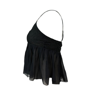 Chanel Black Lace & Silk Babydoll Camisole Top