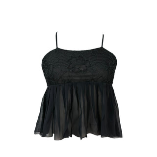 Chanel Black Lace & Silk Babydoll Camisole Top