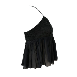 Chanel Black Lace & Silk Babydoll Camisole Top