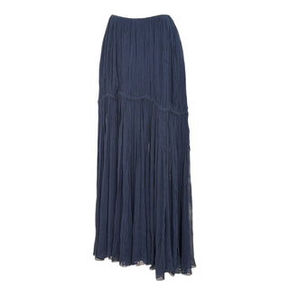 Chloé Deep Navy Pleated Chiffon Maxi Skirt