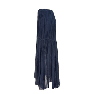 Chloé Deep Navy Pleated Chiffon Maxi Skirt