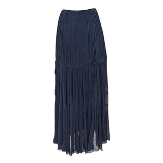 Chloé Deep Navy Pleated Chiffon Maxi Skirt
