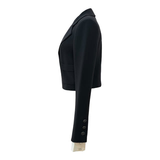 Chanel Black Short Silk Jacket with Removable Cuffs
