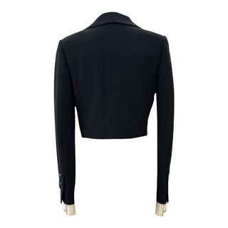 Chanel Black Short Silk Jacket with Removable Cuffs