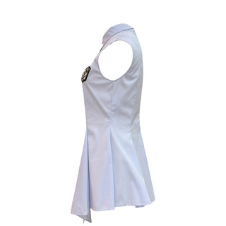 Christian Dior White Sleeveless Embellished Pocket Shirt Dress