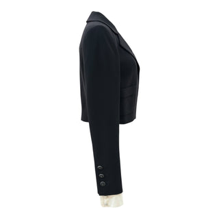 Chanel Black Short Silk Jacket with Removable Cuffs