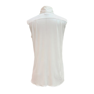 Chanel White Silk Sleeveless Pearl Collar Blouse