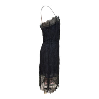 Chanel Black Lace & Silk Slip Midi Dress