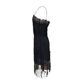 Chanel Black Lace & Silk Slip Midi Dress