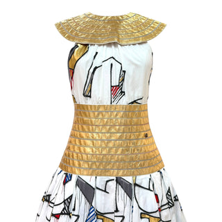 Chanel Métiers d’Art 2018/19 Egyptian-Inspired Cotton Dress with Gold Leather Corset Detail