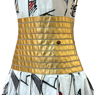 Chanel Métiers d’Art 2018/19 Egyptian-Inspired Cotton Dress with Gold Leather Corset Detail
