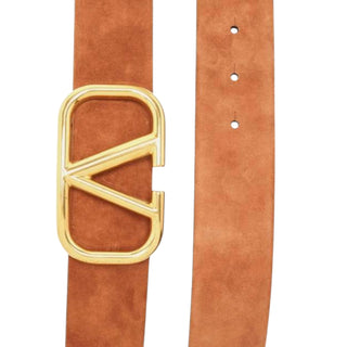Valentino Garavani Caramel Suede VLogo Wide Belt