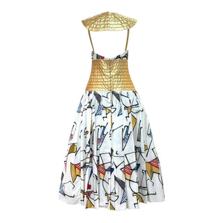 Chanel Métiers d’Art 2018/19 Egyptian-Inspired Cotton Dress with Gold Leather Corset Detail