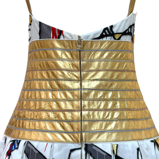 Chanel Métiers d’Art 2018/19 Egyptian-Inspired Cotton Dress with Gold Leather Corset Detail