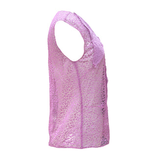 Chanel Pink Lace & Tweed Bib Collar Sleeveless Top