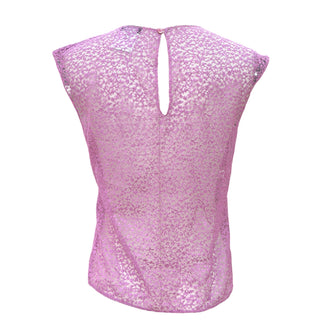 Chanel Pink Lace & Tweed Bib Collar Sleeveless Top