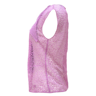 Chanel Pink Lace & Tweed Bib Collar Sleeveless Top