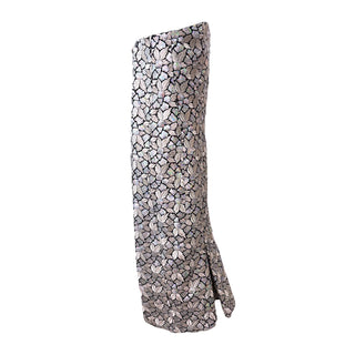 Balenciaga Floral Brocade Strapless Mermaid Dress Silver & Black Size IT 42