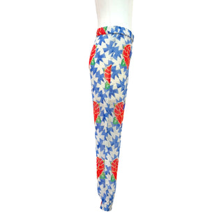 Chanel Blue Geometric Floral Print Paperbag Waist Trousers
