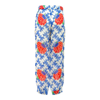 Chanel Blue Geometric Floral Print Paperbag Waist Trousers