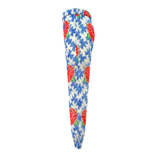Chanel Blue Geometric Floral Print Paperbag Waist Trousers