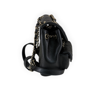 Chanel Black Mini Duma Quilted Caviar Leather Backpack with Gold Hardware