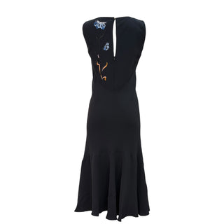 Christian Dior Black Floral Embroidered Back Evening Dress
