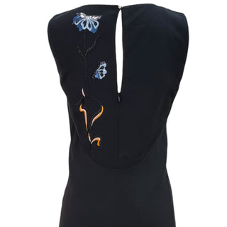 Christian Dior Black Floral Embroidered Back Evening Dress
