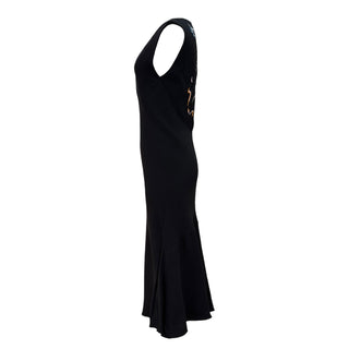 Christian Dior Black Floral Embroidered Back Evening Dress