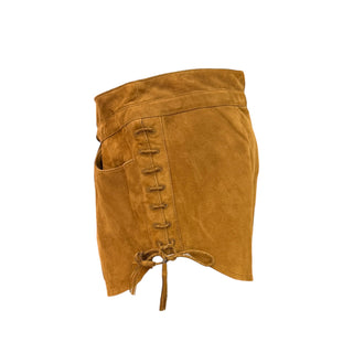 Saint Laurent Camel Suede Lace-Up Shorts Size FR 40