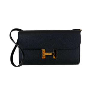 Hermès Black Constance Long To Go Epsom Leather Wallet Bag Gold Hardware