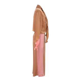 Valentino Blush Caramel Pussybow Blouse & Wide-Leg Trouser Set