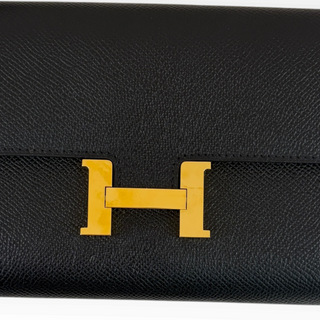 Hermès Black Constance Long To Go Epsom Leather Wallet Bag Gold Hardware