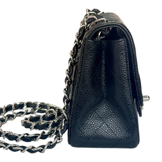 Chanel Classic Mini Flap Bag Black Caviar Leather Silver Hardware