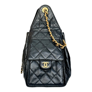 Chanel 25 Small Handbag in Black Quilted Caviar Leather with Gold-Tone Hardware