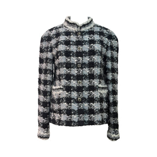 Chanel Black & Blue Check Tweed Jacket