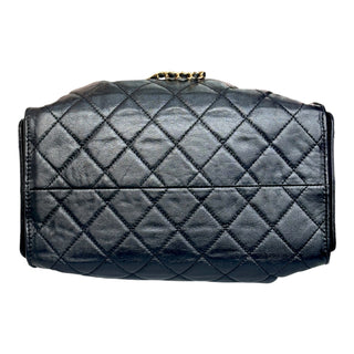 Chanel 25 Small Handbag in Black Quilted Caviar Leather with Gold-Tone Hardware