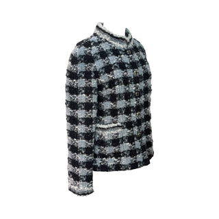 Chanel Black & Blue Check Tweed Jacket