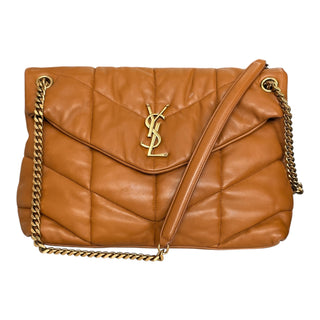 Yves Saint Laurent Loulou Medium Shoulder Bag Vintage Tan Leather Gold Hardware