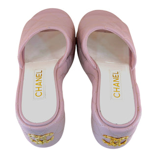 Chanel Light Pink Quilted Lambskin Platform Slide Sandals