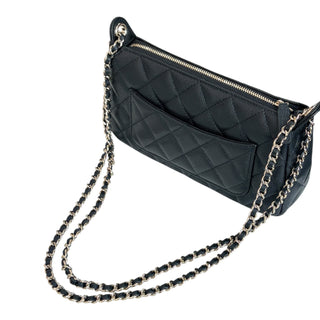 Chanel Quilted Caviar Leather Zip Chain Pouch Black Gold Hardware