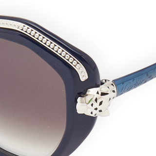 Cartier Navy Blue Panthère de Cartier Crystal Embellished Cat Eye Sunglasses