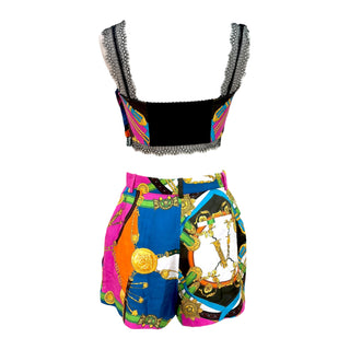 Versace Baroque Print Silk Crop Top & Shorts Co-Ord Set