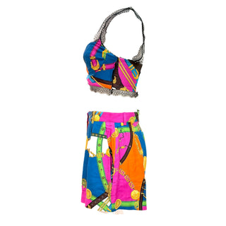Versace Baroque Print Silk Crop Top & Shorts Co-Ord Set