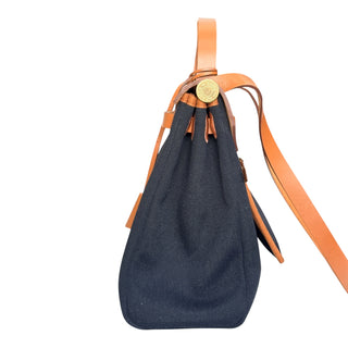 Hermès Herbag Zip 31 Canvas & Vache Hunter Leather Black/Natural Gold Hardware