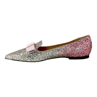 Jimmy Choo Degradé Glitter Bow Pointed Toe Flats