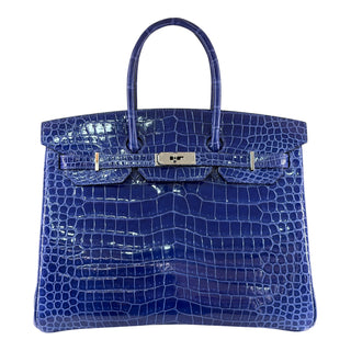 Hermès Birkin 35 Bleu Electrique Niloticus Crocodile Palladium Hardware